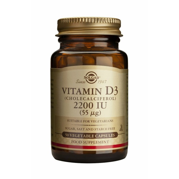 Solgar Vitamin D3 (Cholecalciferol) Βιταμίνη για Ανοσοποιητικό 2200iu 50 φυτικές κάψουλες