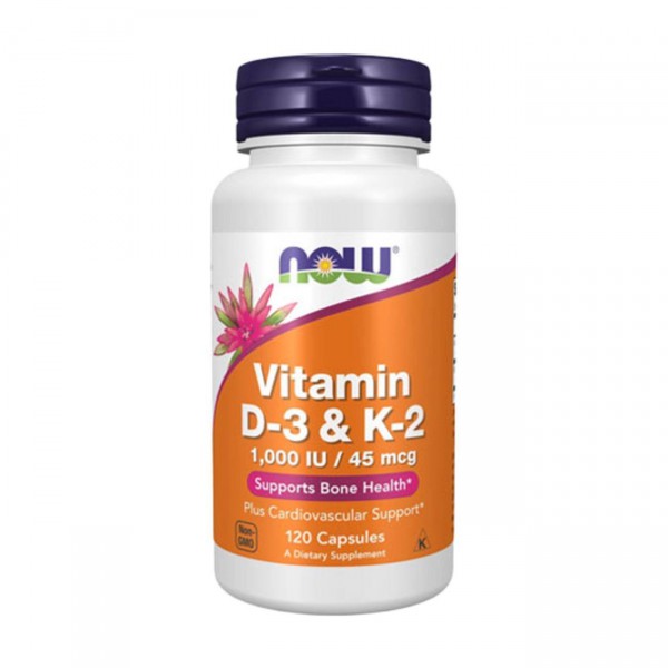 Now Foods Vitamin D3 & K2 (120 Caps)